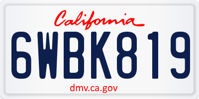 CA license plate 6WBK819