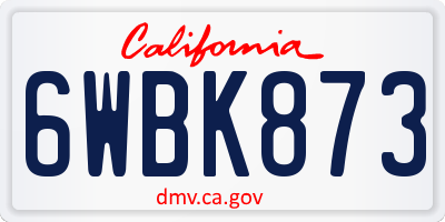 CA license plate 6WBK873