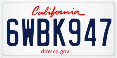 CA license plate 6WBK947