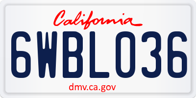 CA license plate 6WBL036