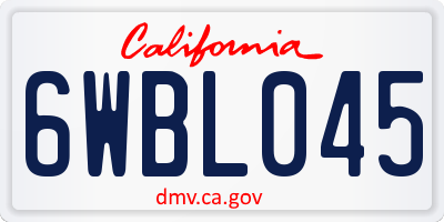 CA license plate 6WBL045