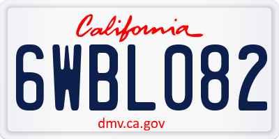 CA license plate 6WBL082