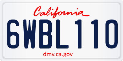 CA license plate 6WBL110