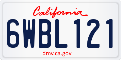 CA license plate 6WBL121