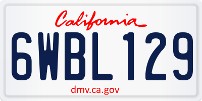 CA license plate 6WBL129