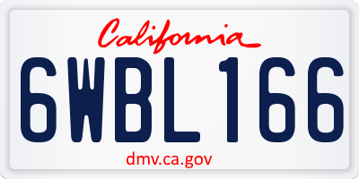 CA license plate 6WBL166