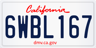 CA license plate 6WBL167