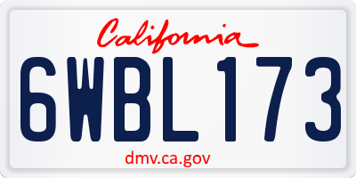 CA license plate 6WBL173