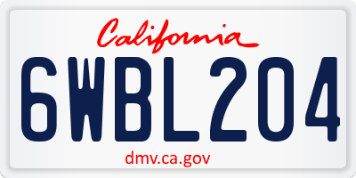 CA license plate 6WBL204