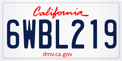 CA license plate 6WBL219
