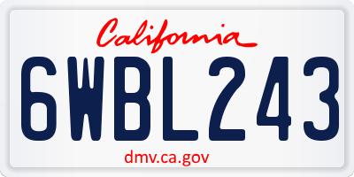 CA license plate 6WBL243