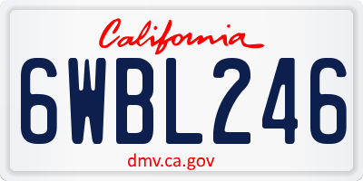 CA license plate 6WBL246