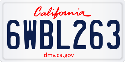 CA license plate 6WBL263