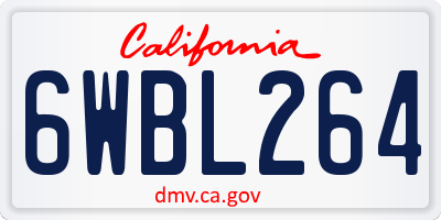 CA license plate 6WBL264