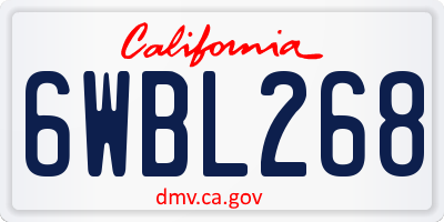 CA license plate 6WBL268