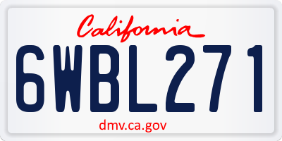 CA license plate 6WBL271
