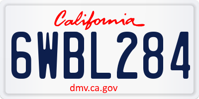 CA license plate 6WBL284