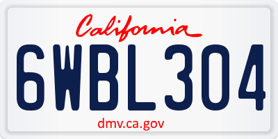 CA license plate 6WBL304