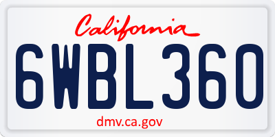 CA license plate 6WBL360