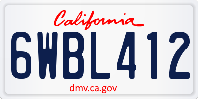 CA license plate 6WBL412