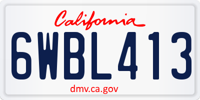 CA license plate 6WBL413