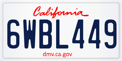 CA license plate 6WBL449