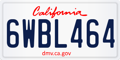CA license plate 6WBL464