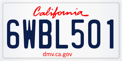 CA license plate 6WBL501