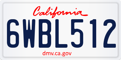 CA license plate 6WBL512