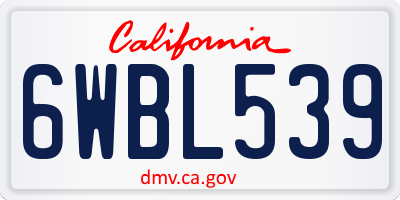 CA license plate 6WBL539