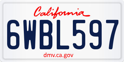CA license plate 6WBL597
