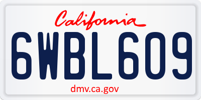 CA license plate 6WBL609