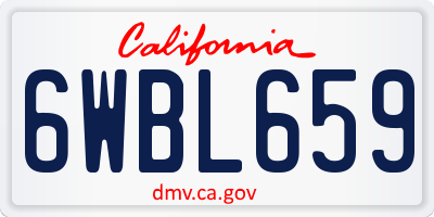 CA license plate 6WBL659