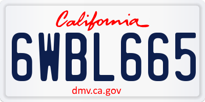 CA license plate 6WBL665