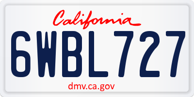 CA license plate 6WBL727