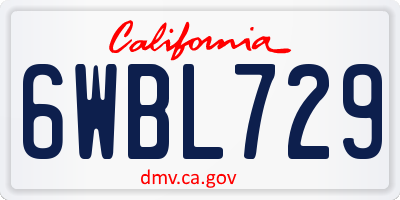CA license plate 6WBL729