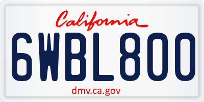 CA license plate 6WBL800
