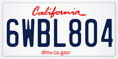 CA license plate 6WBL804
