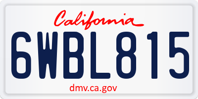 CA license plate 6WBL815