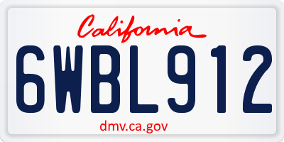 CA license plate 6WBL912