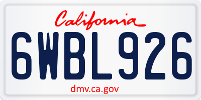 CA license plate 6WBL926