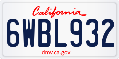 CA license plate 6WBL932