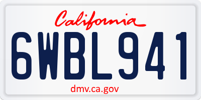 CA license plate 6WBL941