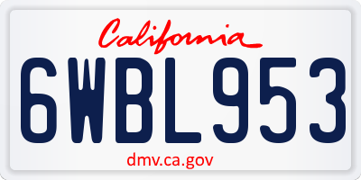 CA license plate 6WBL953