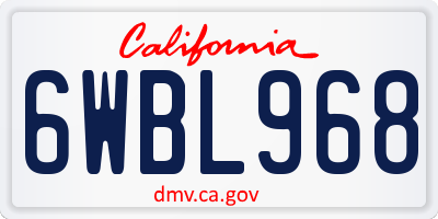 CA license plate 6WBL968