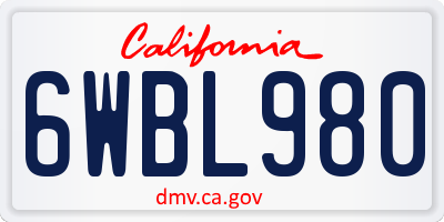 CA license plate 6WBL980