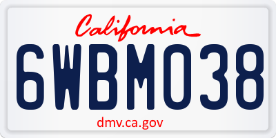 CA license plate 6WBM038