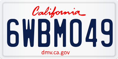 CA license plate 6WBM049