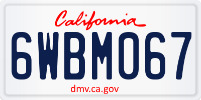 CA license plate 6WBM067