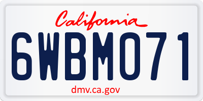 CA license plate 6WBM071